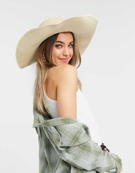 South Beach wide brim floppy hat in beige, 4 of 4