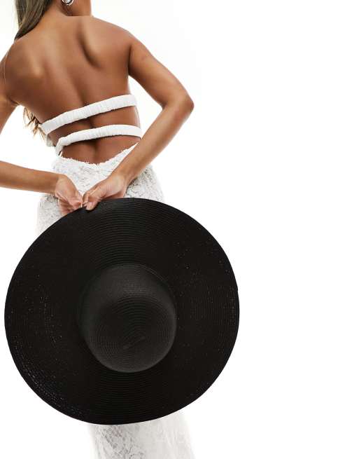 South Beach wide brim floppy hat in black , 3 of 4