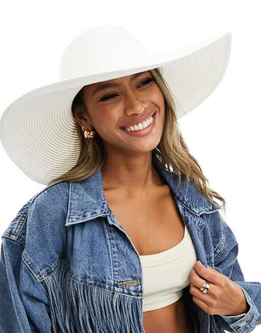 South Beach wide brim floppy hat in white 