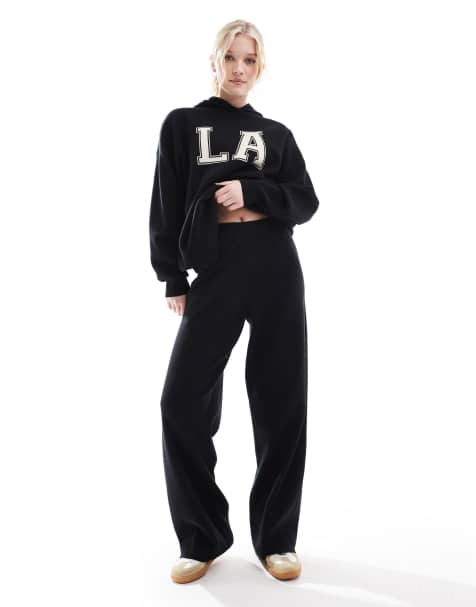 South Beach Wide leg jogger in black - view 1