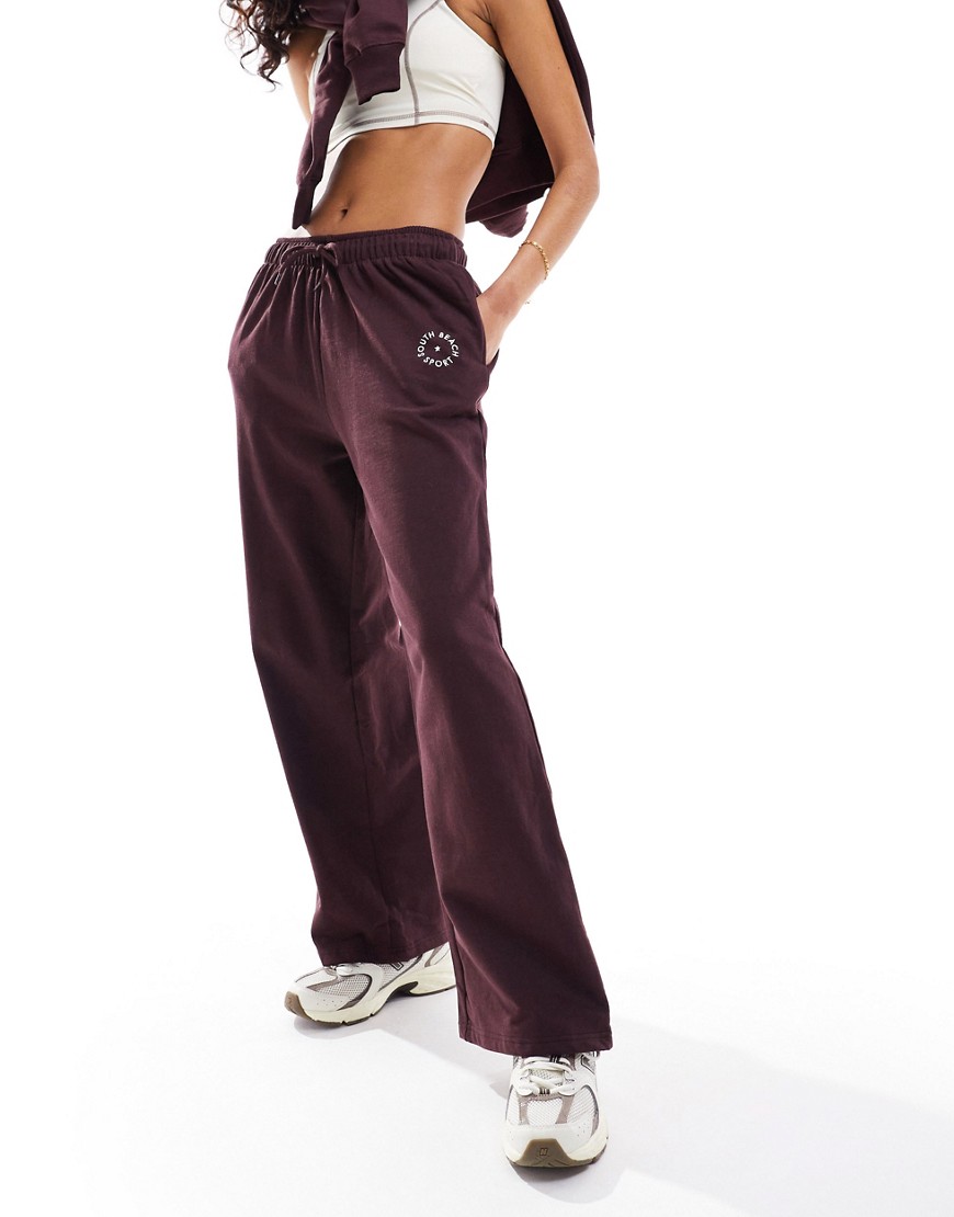 South Beach Wide leg joggers in brown