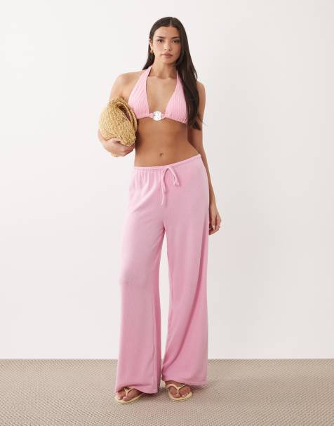 South Beach wide leg knit pants in baby pink - view 1