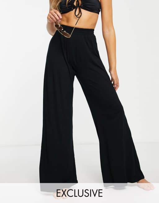 black wide leg yoga pants