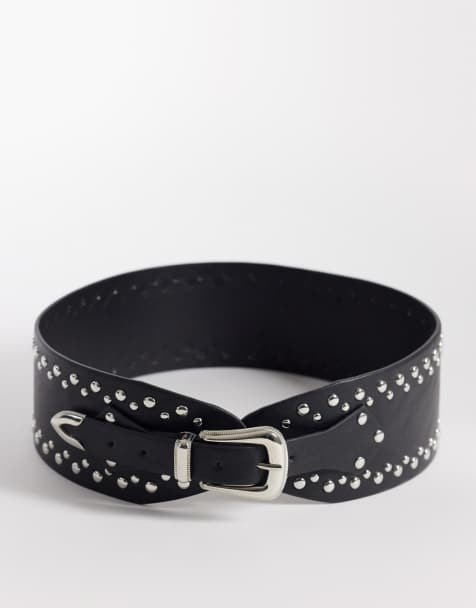 South Beach wide studded belt in black - view 1