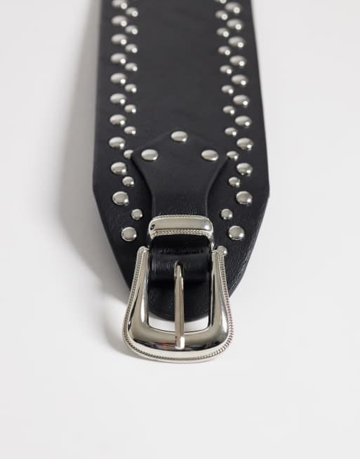 South Beach wide studded belt in black , 3 of 3