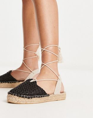 South Beach woven espadrille in black