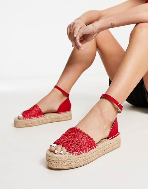 Red flatform hot sale sandals