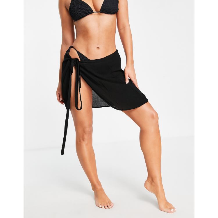 South Beach wrap tie beach skirt in black - part of a set