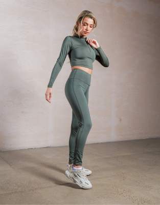 South Beach x Joanna Chimonides high waisted leggings in olive