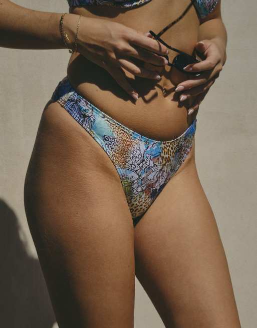 South Beach X Liv Silverman animal print high rise bikini bottoms in multi, 5 of 5