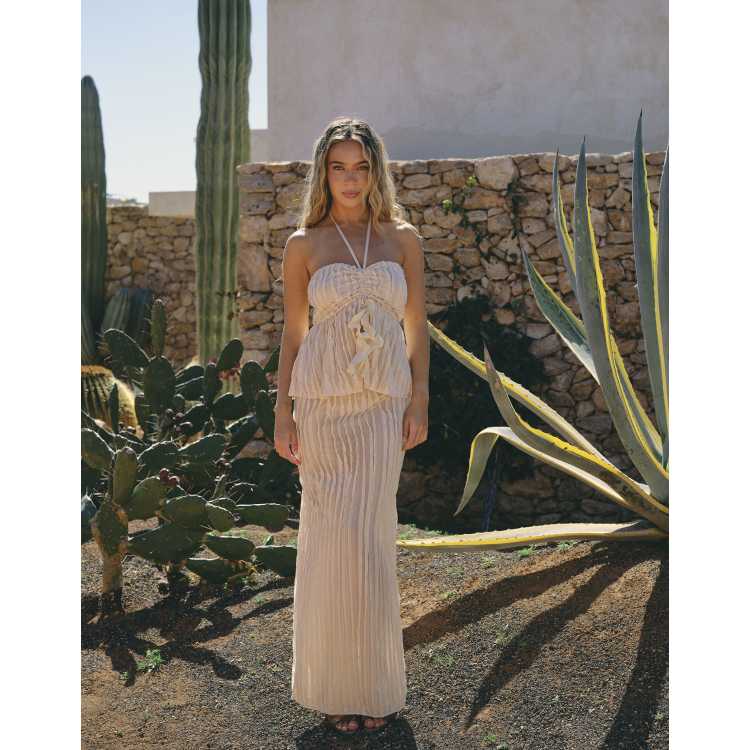 South Beach X Liv Silverman maxi skirt in beige | ASOS