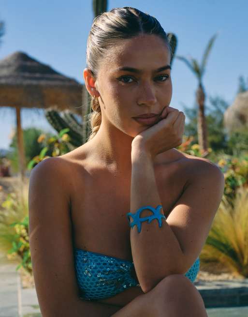 South Beach x Liv Silverman starfish bangle bracelet in blue , 3 of 3