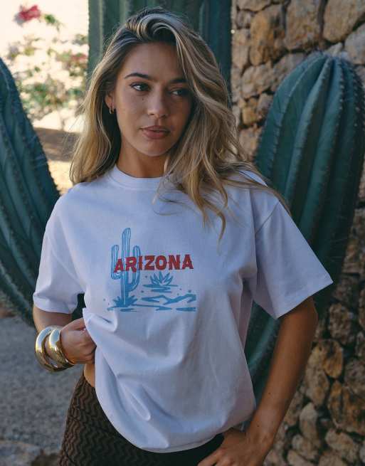 South Beach X Liv Silverman – Vit t-shirt i oversized fit med Arizona-tryck, 2 av 5