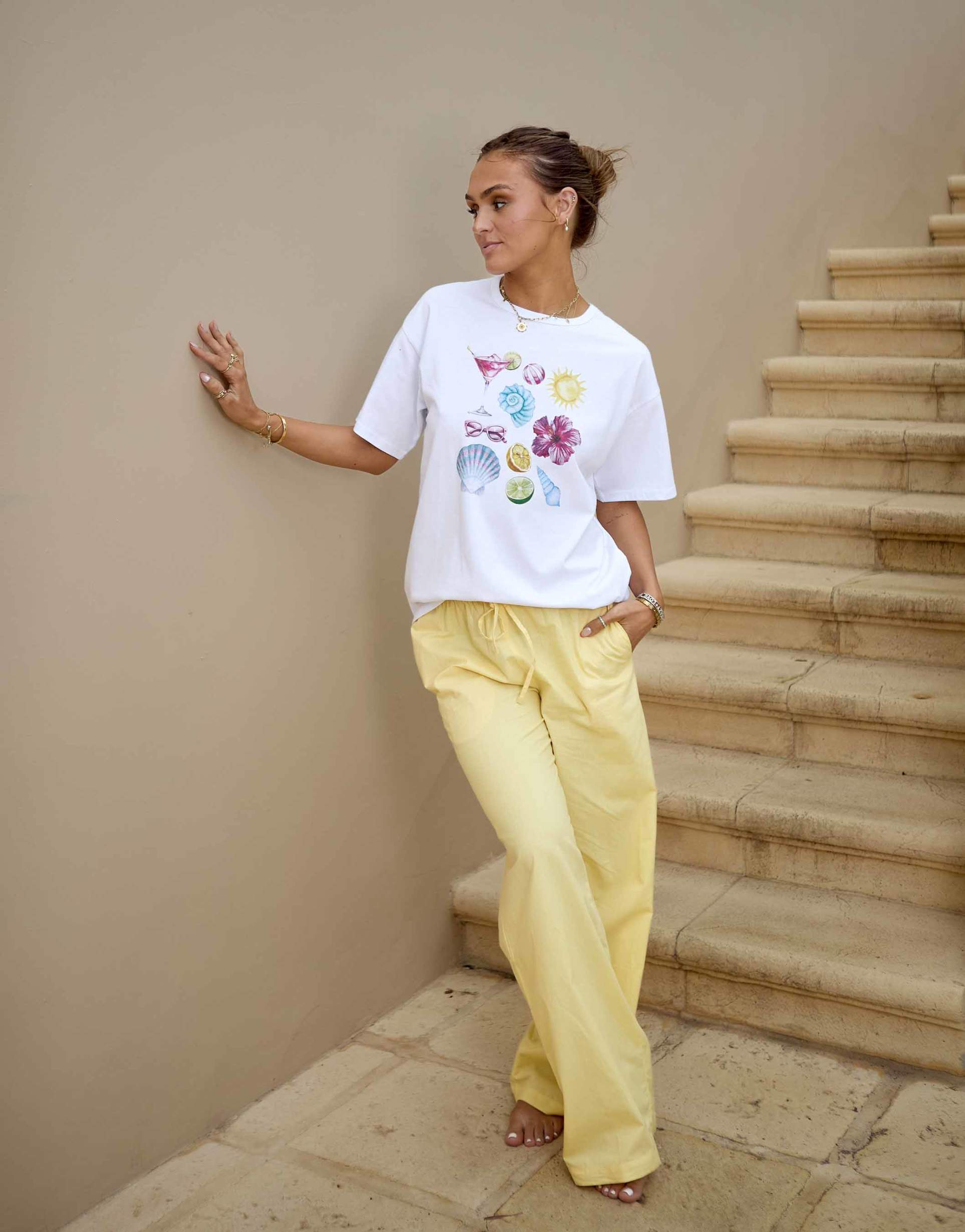 south beach x misha grimes beach t-shirt in white