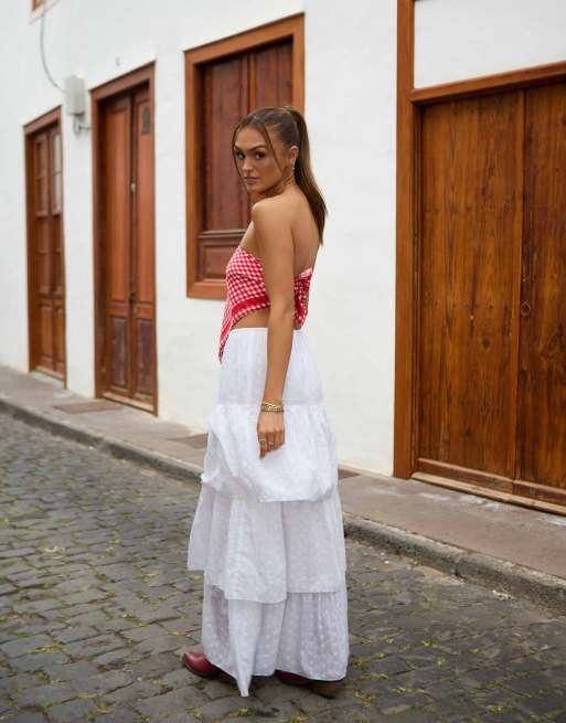 South Beach x Misha Grimes broderie maxi beach skirt in white