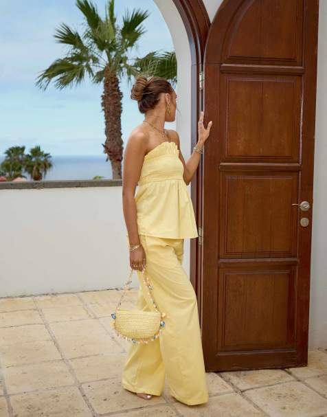 South Beach x Misha Grimes - Coordinato da spiaggia giallo con volant - view 1