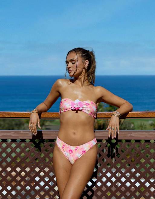 South Beach x Misha Grimes floral abstract print high leg bikini bottoms in multi, 2 of 4