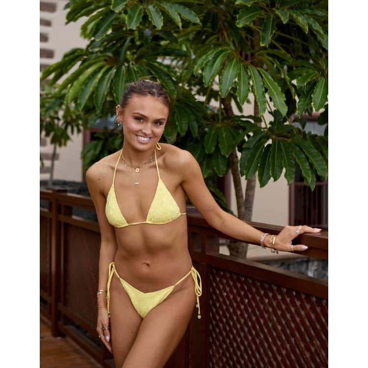South Beach x Misha Grimes floral jacquard beaded triangle bikini