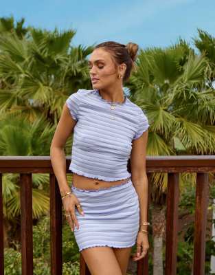 South Beach x Misha Grimes - Karierter Mini-Strandrock in Blau