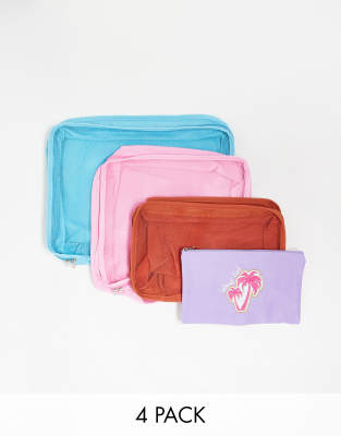 South Beach x Misha Grimes - Multipack mit 4 mehrfarbigen Packtaschen-Bunt