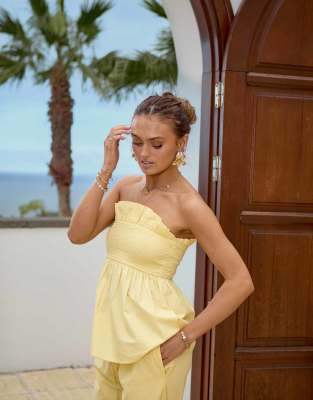 South Beach X Misha Grimes Ruffle Bandeau Beach Top