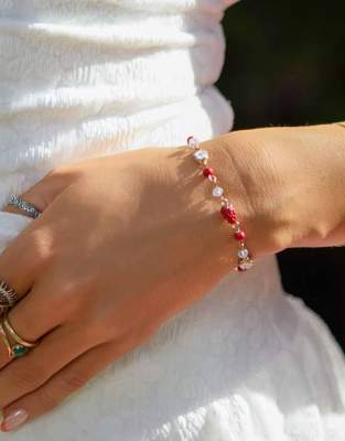 x Misha Grimes strawberry embellished beaded bracelet in red