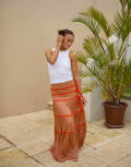 [South Beach] South Beach x Misha Grimes tiered contrast maxi beach skirt in orange 16 Orange