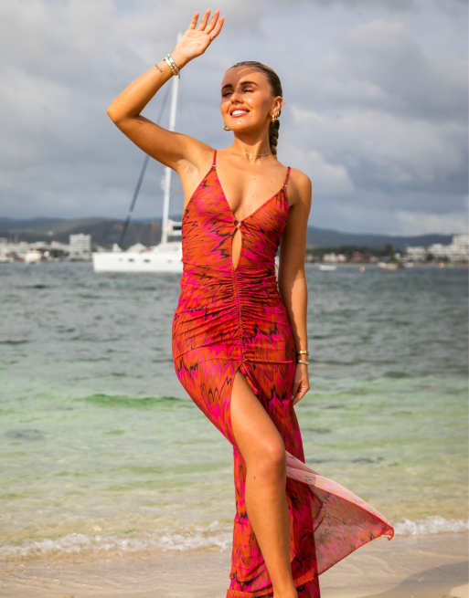 Red 2024 beach dress