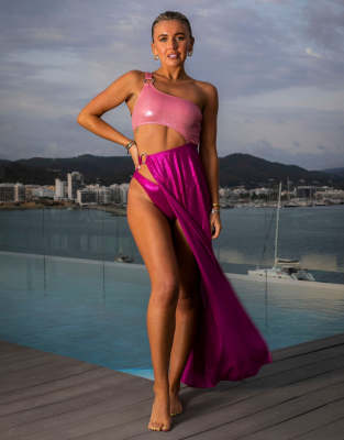 South Beach X Miss Molly - Strand-Sommerkleid aus Plissee- und Metallic-Stoff in Rosa mit Seitenschlitz