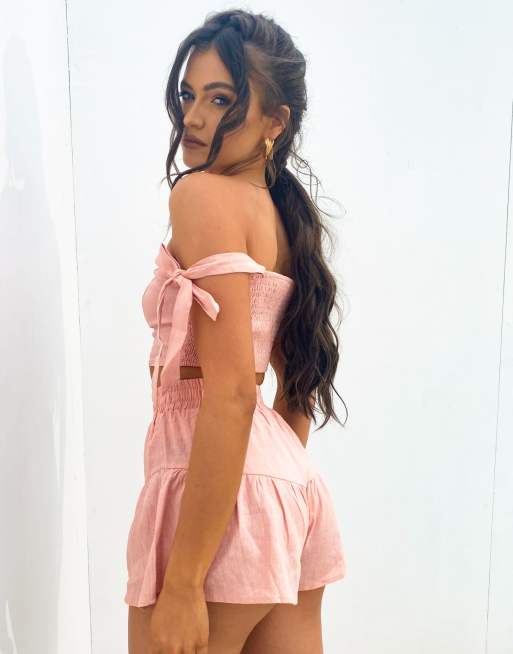 South Beach X Natalya Wright - Lyserøde højtaljede strandshorts - Del af sæt - Kun hos ASOS, 2 af 4