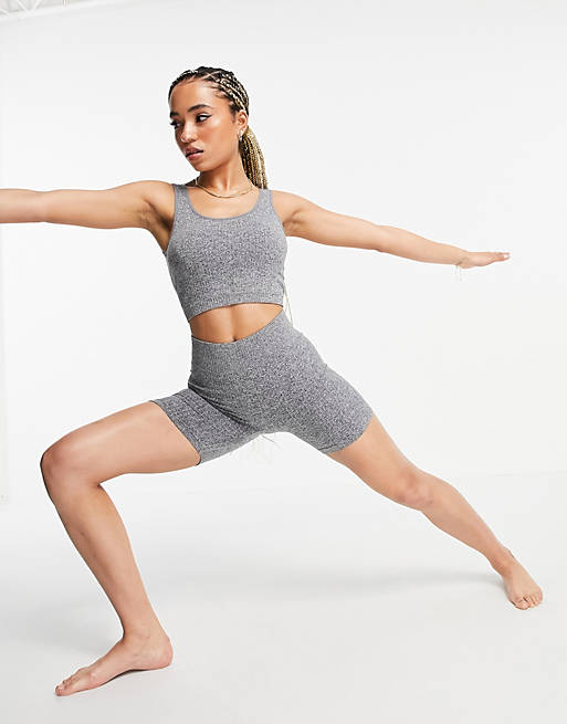 South Beach Yoga seamless shorts in grey marl