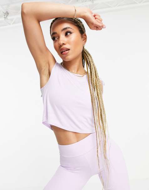 South Beach Yoga shoulder tie tank in lilac - view 1