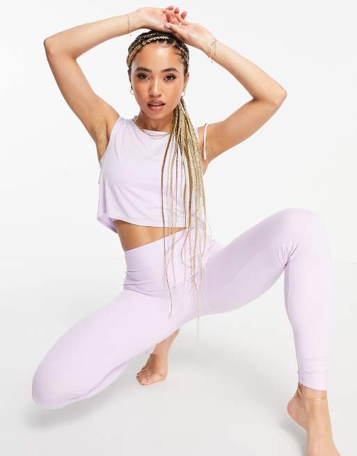 South Beach Yoga shoulder tie tank in lilac, 4 of 4
