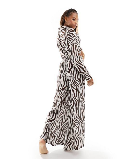 Iisla & Bird long beach pants in black and white zebra print