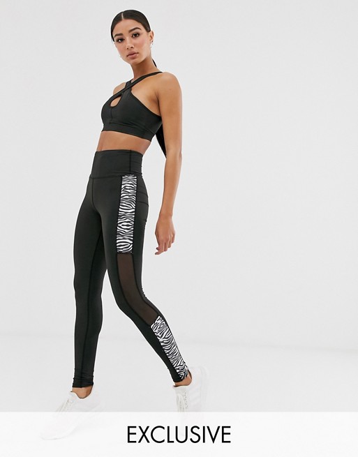 South Beach zebra print panelled leggings