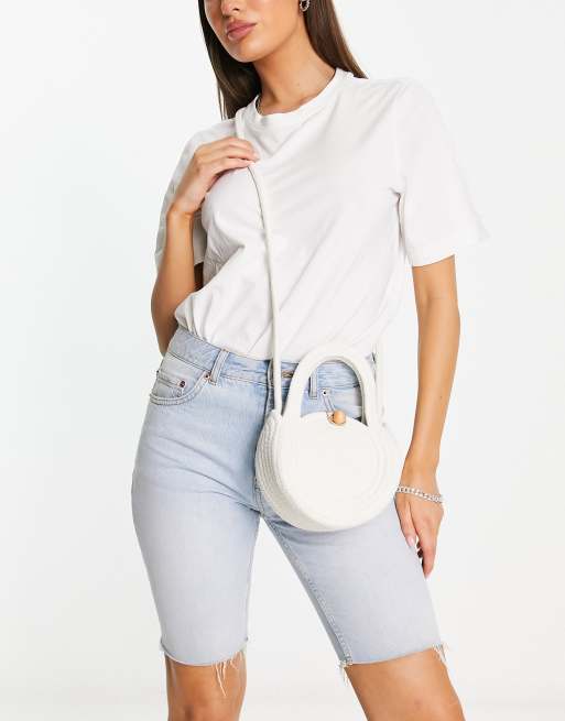 South Beach - Zomerse kleine crossbody tas van touw in wit