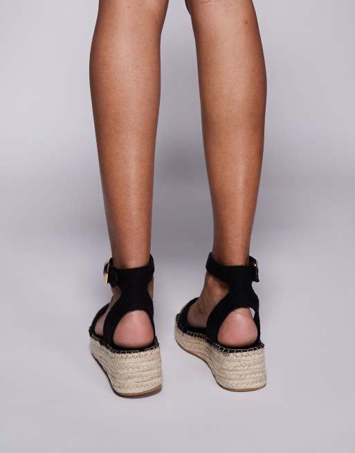 South Beach – Zweiteilige Espadrille-Sandalen aus Leinen in Schwarz, 2 von 4