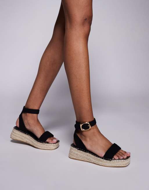 South Beach – Zweiteilige Espadrille-Sandalen aus Leinen in Schwarz, 4 von 4