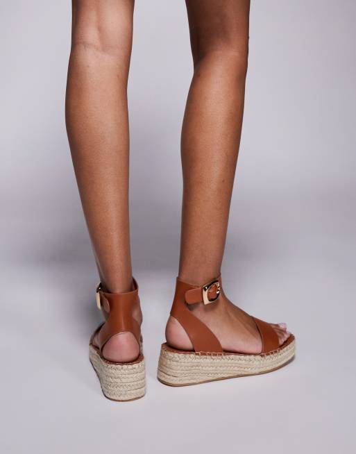 South Beach – Zweiteilige Espadrilles-Sandalen aus Leinen in Hellbraun, 3 von 4