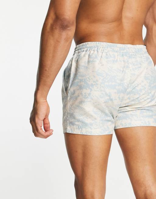 South Beach - Zwemshort in blauwe en crèmekleurige tie-dye, 2 van 4