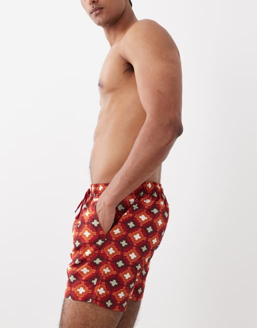 South Beach - Zwemshort met geometrische print in rood multi, 2 van 5