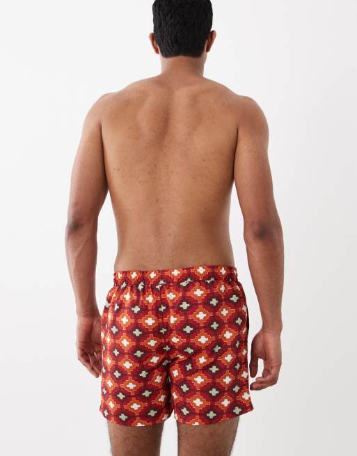 South Beach - Zwemshort met geometrische print in rood multi, 4 van 5