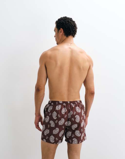 South Beach - Zwemshort met paisley motief in donkerbruin, 5 van 7