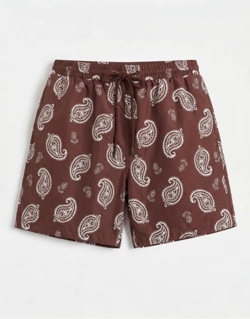 South Beach - Zwemshort met paisley motief in donkerbruin, 6 van 7