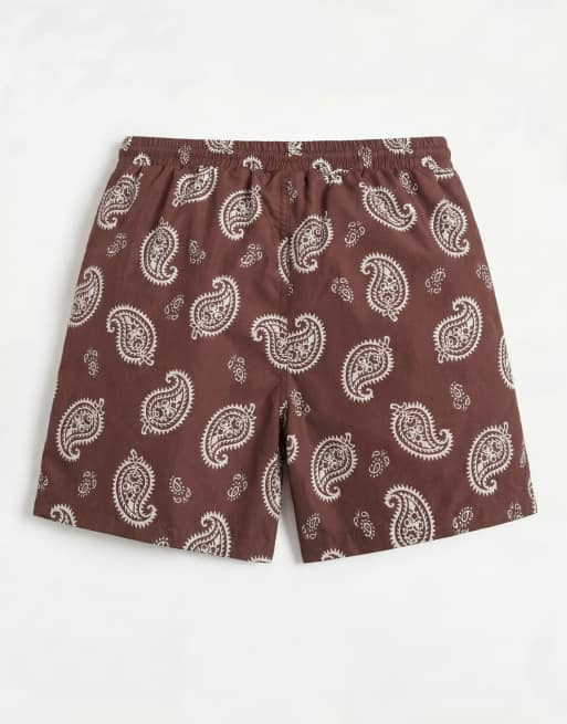 South Beach - Zwemshort met paisley motief in donkerbruin, 7 van 7