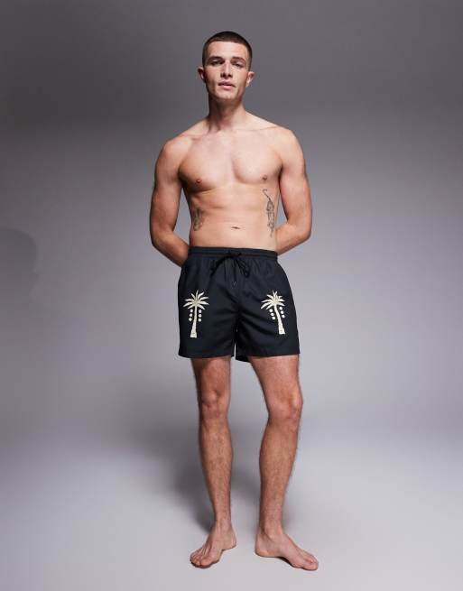 South Beach - Zwemshort met palmbomen in vervaagd zwart, 2 van 5