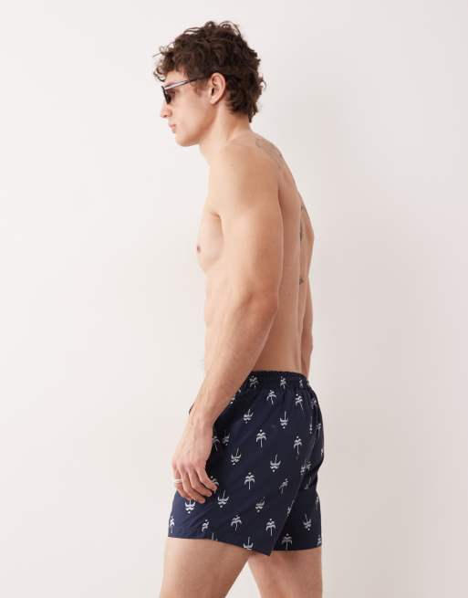 South Beach - Zwemshort met palmboommotief in marineblauw, 3 van 5