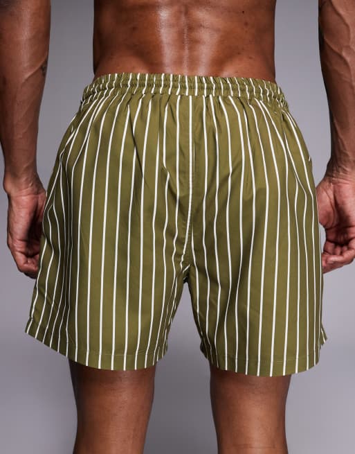 South Beach - Zwemshort met strepen in olijfgroen, 4 van 5