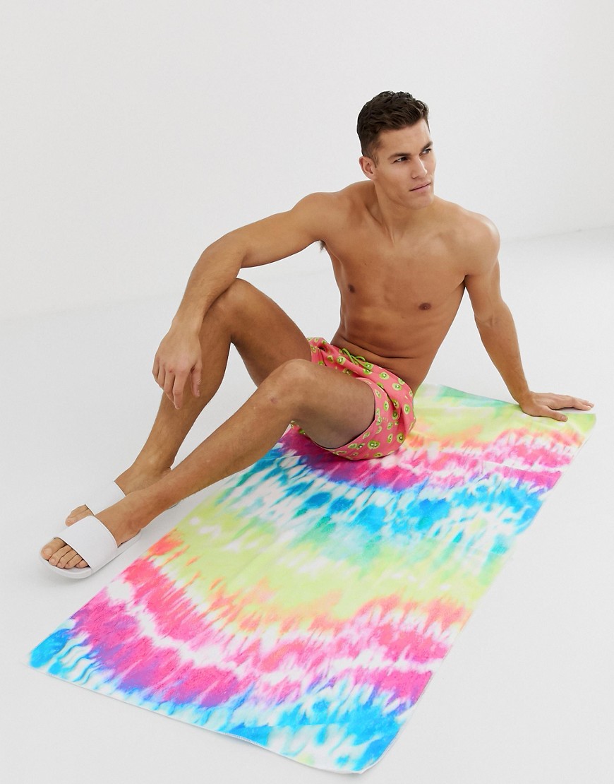 South Beach håndklæde med tie-dye-print-Multifarvet