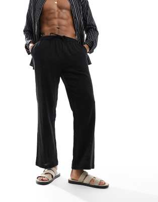 Southbeach beach trouser in textured weave-Black